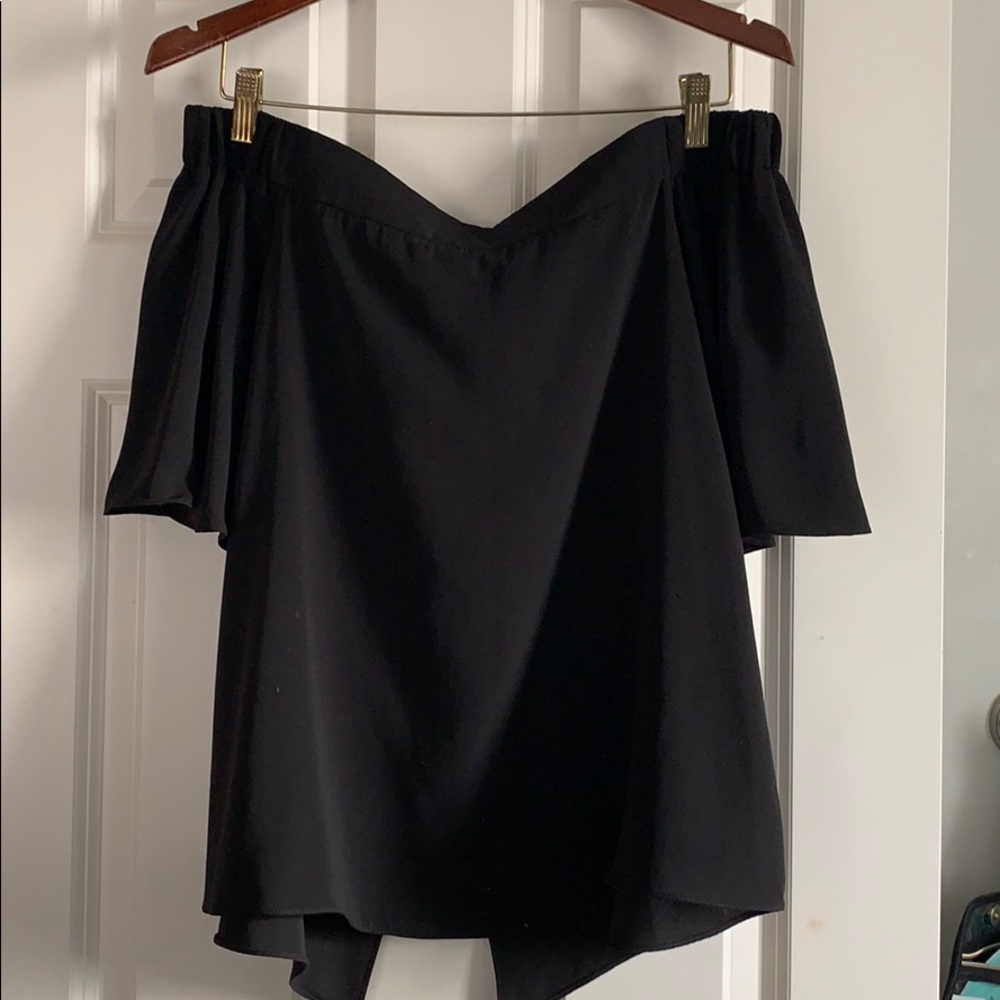 black flowy off-the-shoulder top